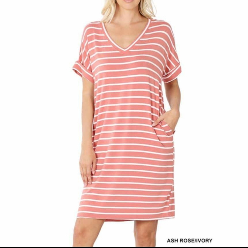 Zenana T-Shirt Dress with Pockets (3x)